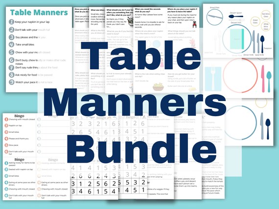 Printable Table Manners Bundle for Kids Dining Etiquette - Etsy