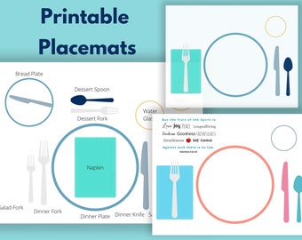 sets de table imprimables pour enfants | Feuilles de travail | Verset de la Bible - Fruit de l'Esprit |