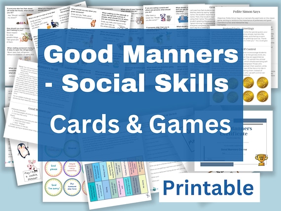 Good Manners - Social Skills Cards & Games: Etiquette Learning for Kids (PDF Download)
