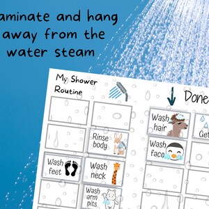 Shower Routine Chart for Kids | Shower Checklist Step by Step - Etsy