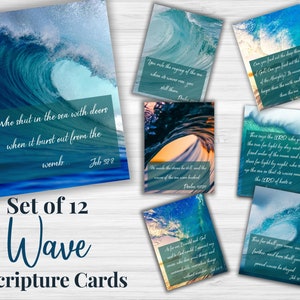 Conjunto imprimible de tarjetas con versículos bíblicos del océano sobre la grandeza de Dios / tarjetas de las Escrituras