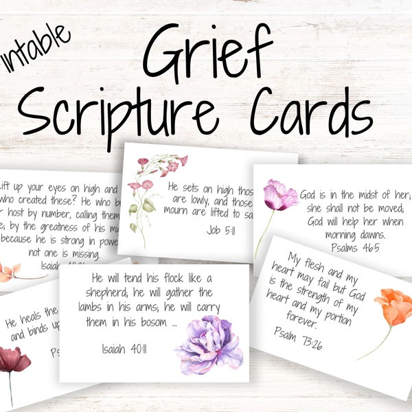 Grief Loss Mourning Bible Verse Scripture Cards | Printable | Small Scripture Cards