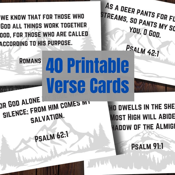 Printable Men and Women's Scripture Cards with Mountains Scenes