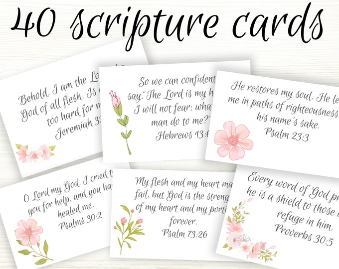 Scripture Cards / Bible Memory Verse Cards / Trusting God Bible Verse Cards / Scripture Card ...