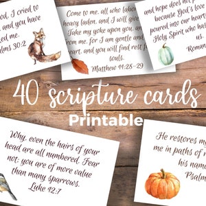Cartes imprimables imprimables d'Ecriture sainte d'automne | Versets bibliques encourageants