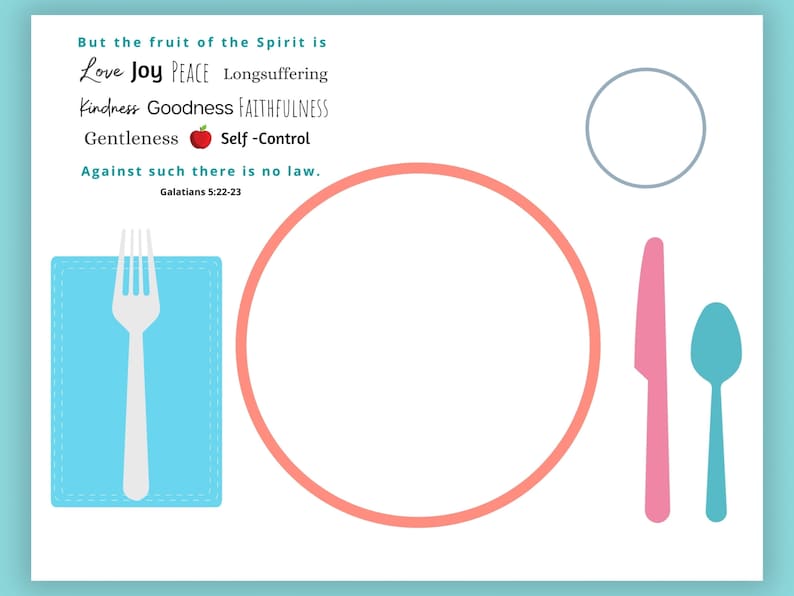 Printable Place Setting Placemats For Children Worksheets Bible Verse Fruit Of The Spirit image 7