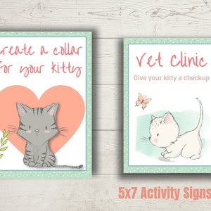 Kitten Adoption Certificate and Activity Signs | Printable Cat Party ...