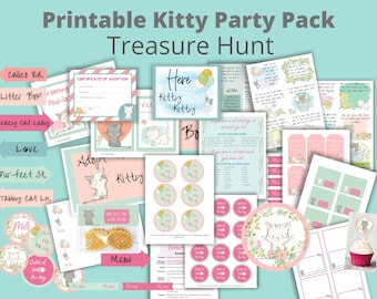 Printable Cat Party Bundle: Kitten Adoption, Treasure Hunt (Digital Download)