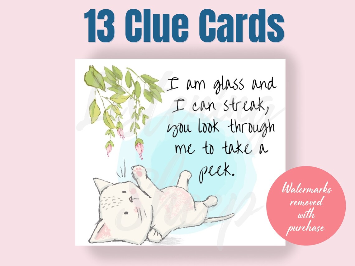 Clue Cards Printable Clues Treasure Hunt Cards Printable | Etsy Canada