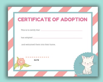 Custom Kitten Adoption Certificate and Activity Signs