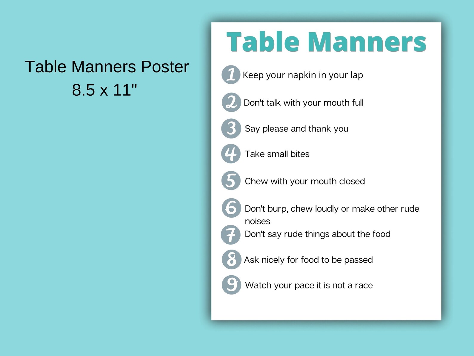 Printable Table Manners Bundle for Kids Teaching Dining Etiquette - Etsy