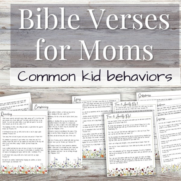 Printable Bible Verses For Moms About Common Kid Behaviors (set)