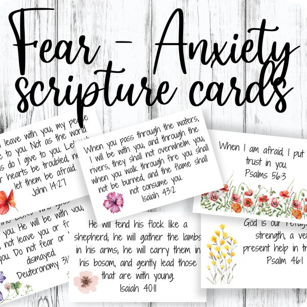 Fear and Anxiety Printable Bible Verse Cards |  Scripture Cards