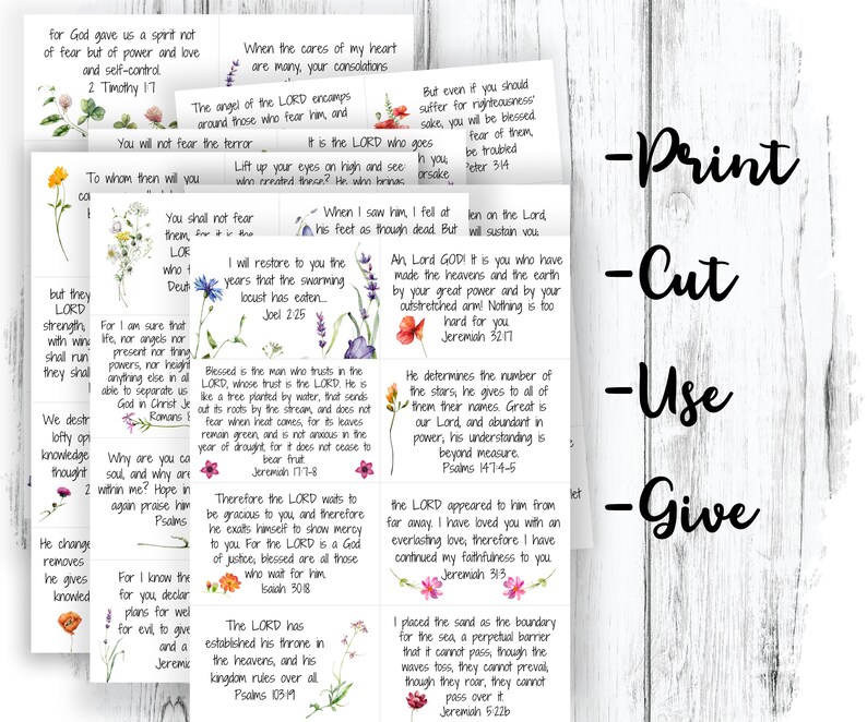 Fear and Anxiety Printable Bible Verse Cards Scripture Cards - Etsy