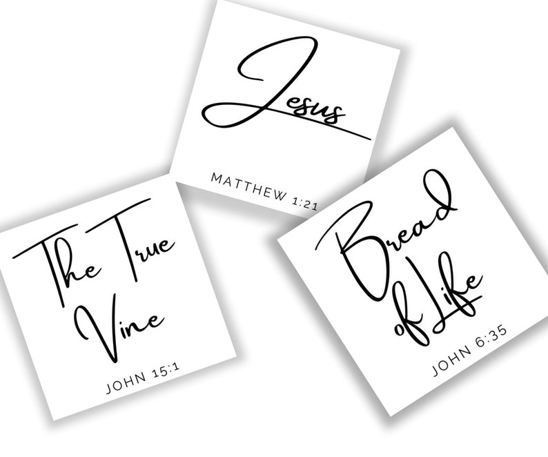 25 Names of Jesus Christ Printable Scripture Cards White Etsy