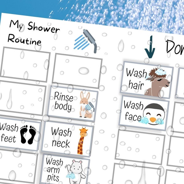 Shower Routine Chart For Kids | Shower Checklist Step By Step