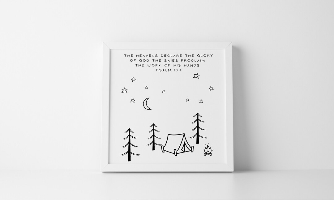 Printable Tent Camping Art With Bible Verse the Heavens Declare the ...