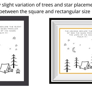 Printable Tent Camping Art With Bible Verse the Heavens Declare the ...