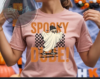 Spooky Dude PNG | Skateboarding Ghost Halloween Digital Download | Funny Kids & Adults Shirt Design