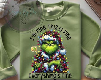 Funny Christmas PNG | Grumpy Holiday Lights Design | It’s Fine Everything is Fine | Digital Download