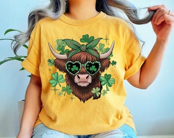 Highland cow St. Patricks Day png | Cow St. Patrick png| st. Patricks Day Shirts | saint pattys png | st. Pattys day png file