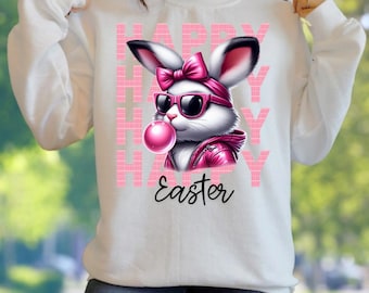 Pink Easter bunny happy Easter png |  happy Easter sublimation| Easter bunny shirt design | Easter DTF file | png file