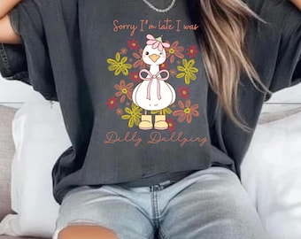 Floral Goose png, Mama Goose png, Spring Floral png, Dilly Dallying png, coquette bow png, duck png, goose lover sublimation.