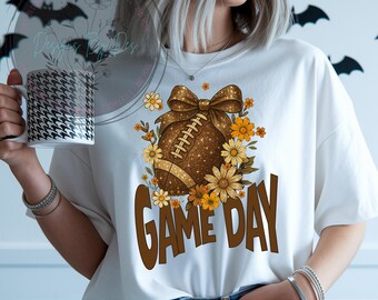 Glitter Football Floral PNG Bundle: Game Day & Touchdown Designs (Digital Download)