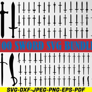 Sword Svg Bundle, Sword Clipart. Sword Cut Files For Circut, Weapons Svg, Sword Silhouette, Sword Vector. Sword Png Bundle, Sword Svg,Png