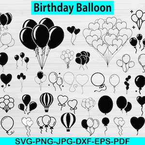 Balloons SVG bundle, Balloon Outline Vector, Balloons Clipart, Balloon Birthday Party PNG, Ballon Silhouette Cut files Digital Download