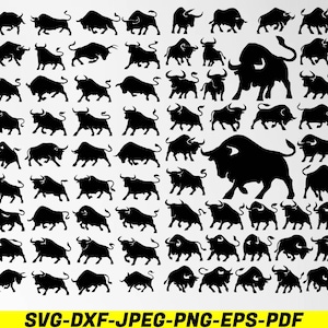 Bull Svg Bundle, Bull Png Bundle, Bull Clipart, Bull Cut Files For Circut, Bull Silhouette, Bull Vectors, Bull Head Svg, Bull Head Png,Eps