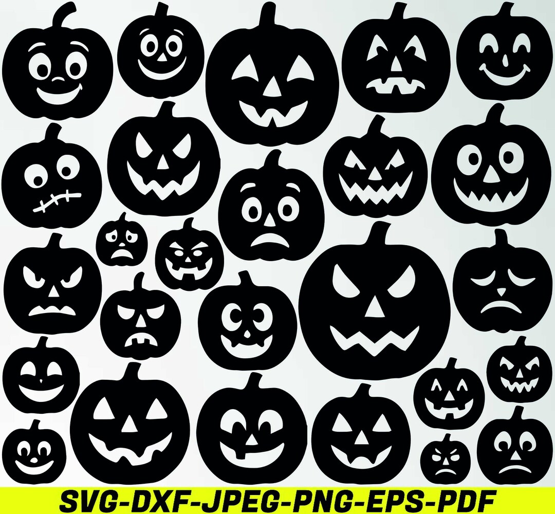 Halloween Pumpkin Faces SVG Bundle, Clipart Cut Files - Etsy Canada