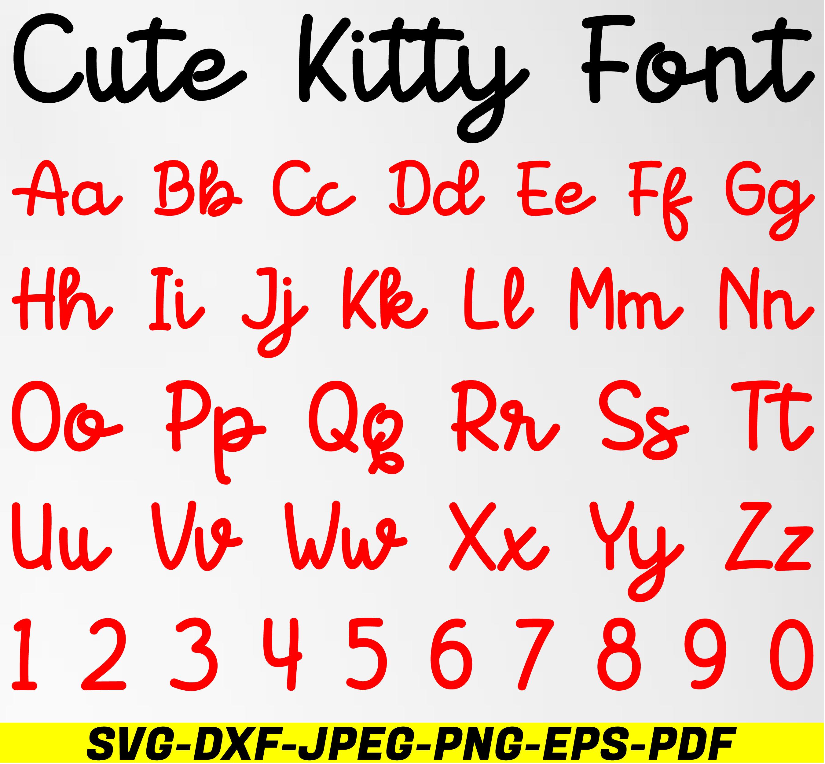 Cute Kitty Font Svg Bundle, Cat Font Svg, Kitty Font Letters Svg