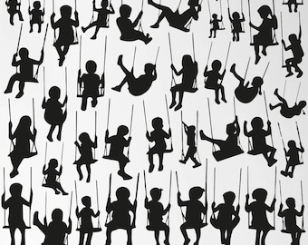 Kid on Swing SVG Bundle, Clipart, Cut Files (Digital Download)