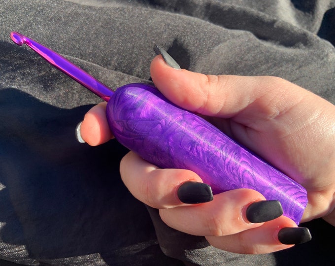 Ergonomic Crochet Hook Handle in Royal Purple Etsy