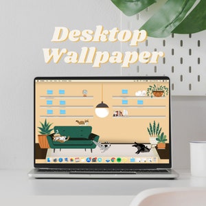 Desktop Wallpaper | Cats in Yellow Living Room