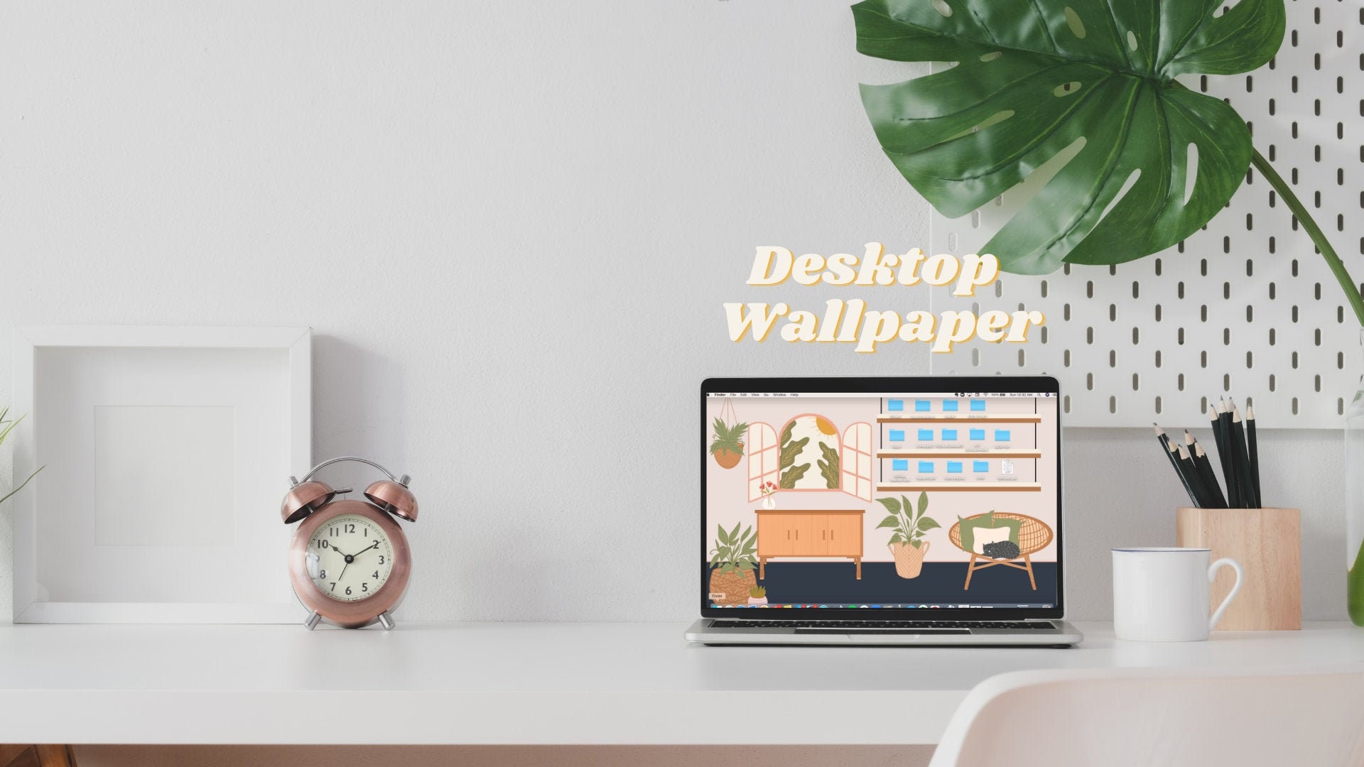 Desktop Wallpaper | Calm Neutral Room | Organization - Etsy, image size:1920x1080