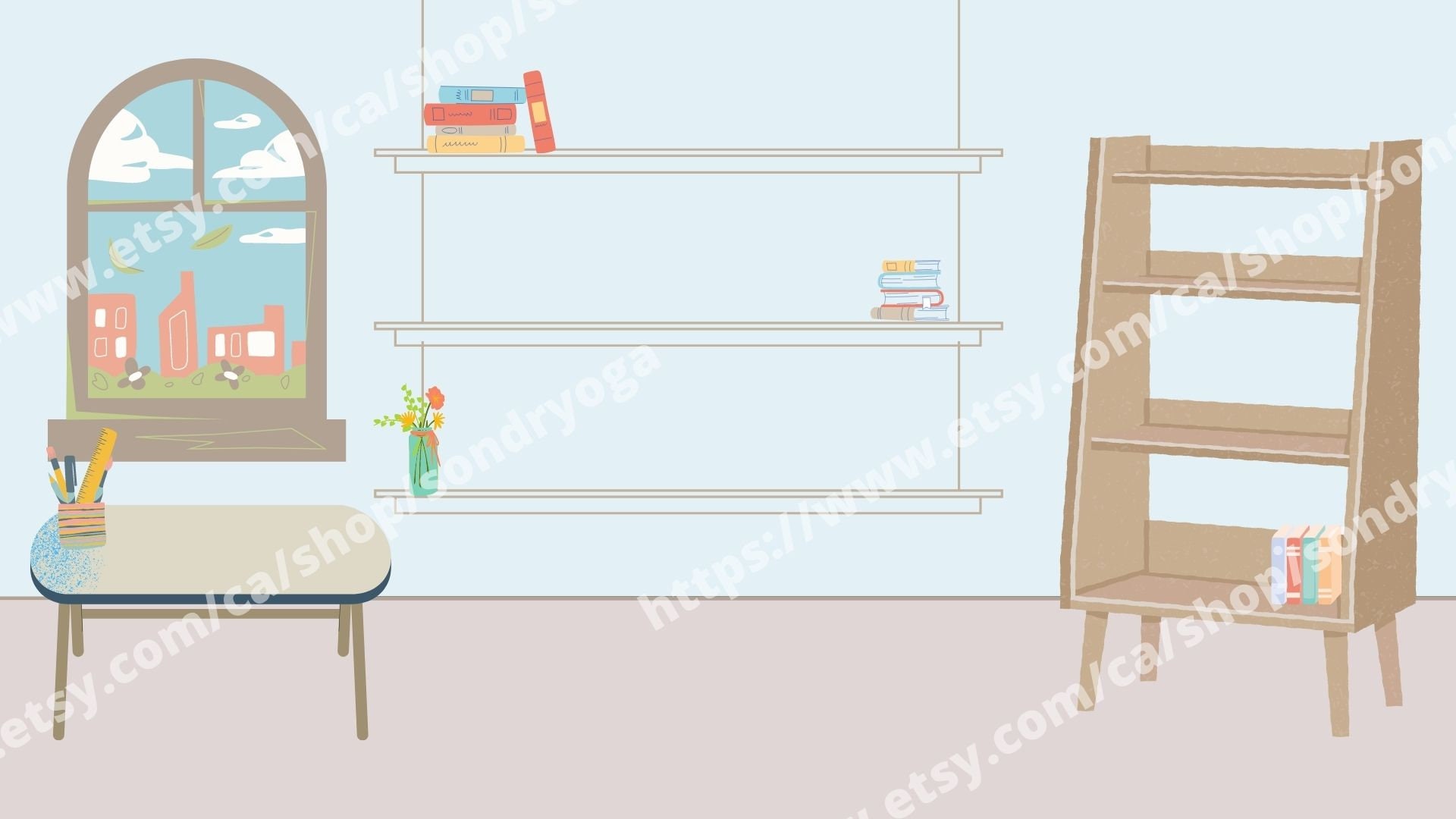 Desktop Wallpaper Blue Organized Room Background&rsquo; - Etsy