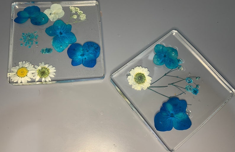 Handmade Decorative Floral Coasters Blue Floral