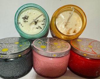 8oz Candle Blendz in Decorative Moon Containers w/ Lid. Various Colors and Holiday Scents Available.