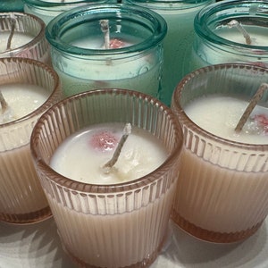 Decorative Candle Blendz 5 oz Red Cherry Rose, Lemon Berry, Lilac Lavender Vanilla, & Sweet Pea and Jasmine Lemon Berry Pink