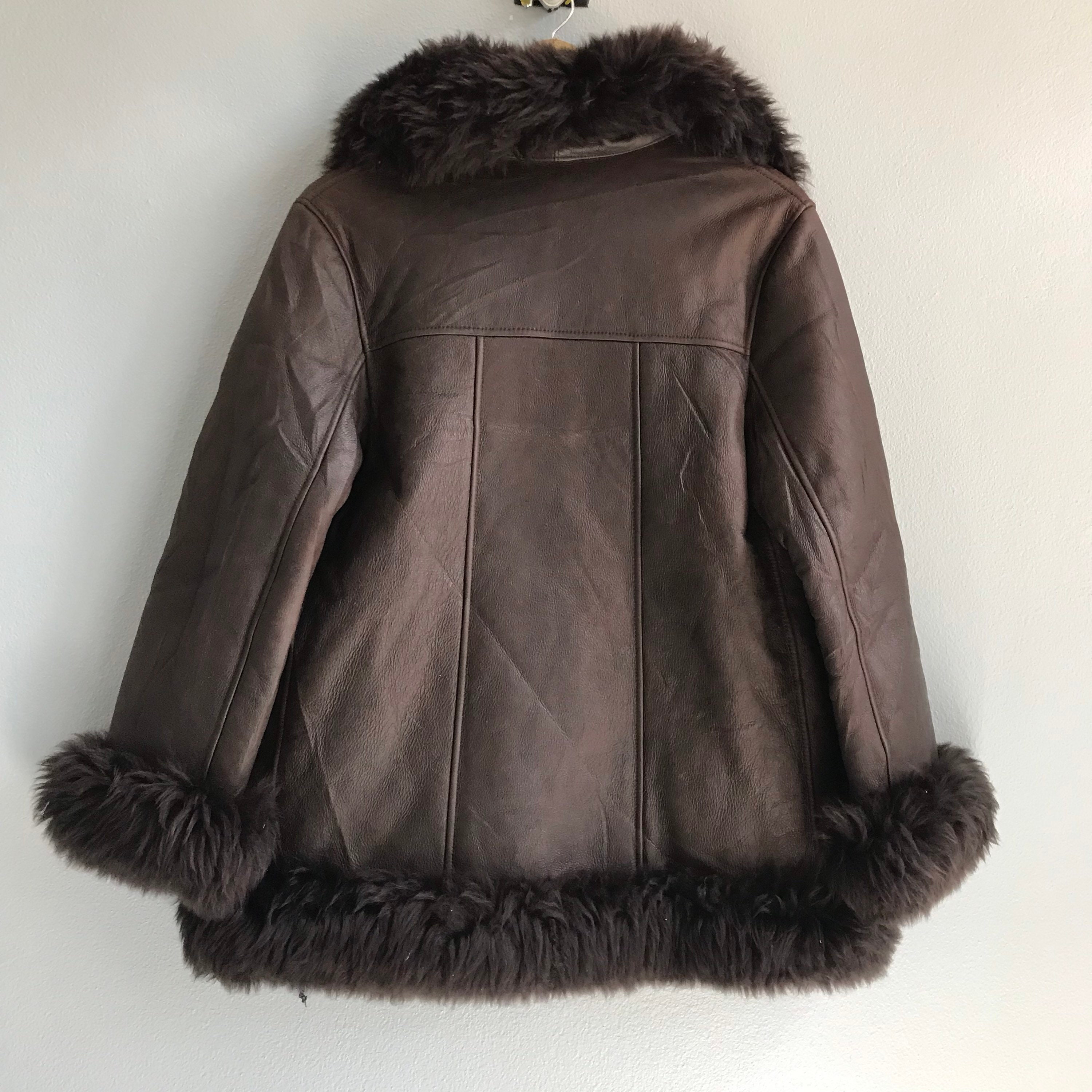 Genuine Leather Brown Shearling Fur High Neck Stylish Flying Suits ...