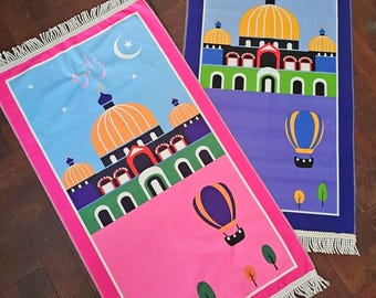 Personalised Older Kids Prayer Mat – Salah Rug | Soft Sajada for Children | Eid Gift | Ramadan Gift | Islamic Muslim Mat | Customised rug