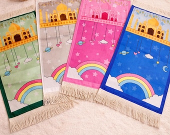 Personalised kids prayer mat with Name – Salah Rug for Boys & Girls | Ramadan Eid Present | Islamic Muslim Gift for Children | Birthday gift