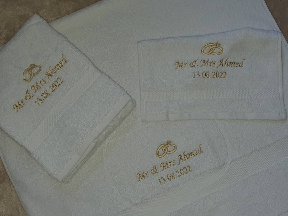 Wedding Mr and Mrs His and Hers Towels Set Hand Face Towels - Etsy UK