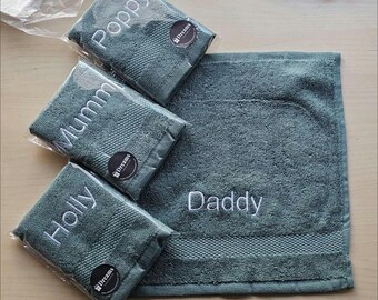Personalised Embroidered Face Towel: Custom Flannel Gift With Any name, Perfect for Sports Gym Football Birthday Holiday Couples His Hers