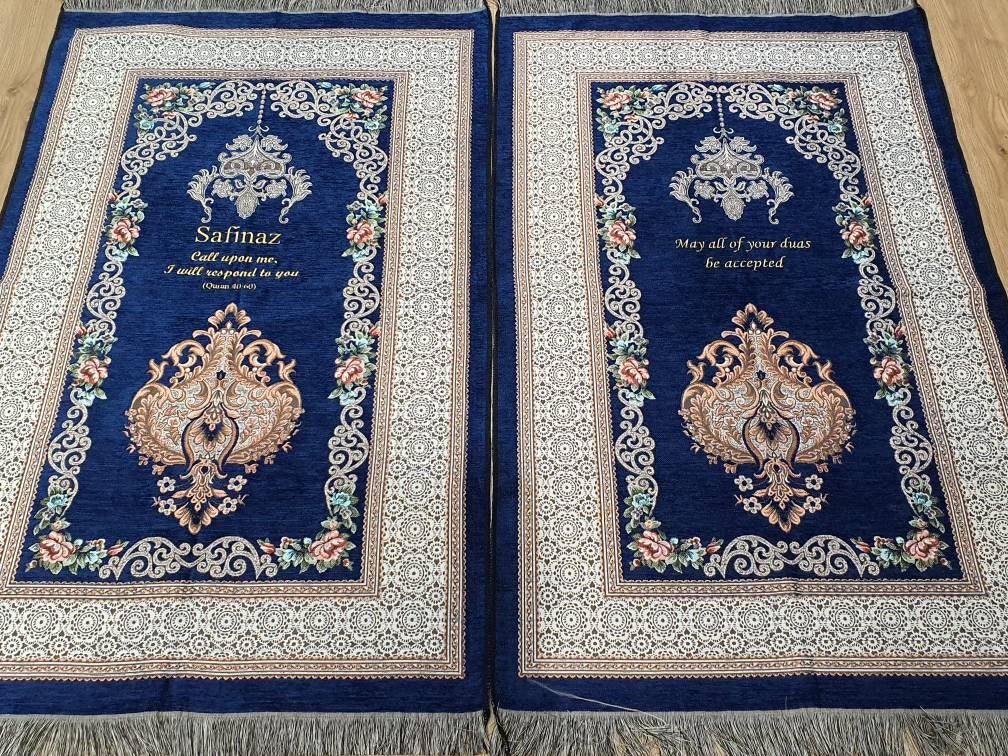 Personalised deluxe turkish prayer mat sajada embroidered Etsy