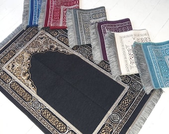 Prayer Salah Muslim Janamaz Mat, Personalized Unique Embroidered Name Islamic Sajada Prayer Rug for Adult