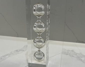 Vintage Lucite Hourglass Sand Timer Sculpture – MCM Acrylic Timer in the Style of Charles Hollis Jones - Extremely Rare 4 Bubble Chamber!