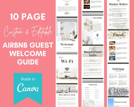airbnb welcome book template canva free